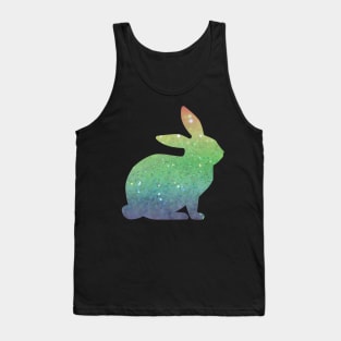 Rainbow Ombre Faux Glitter Easter Bunny Tank Top